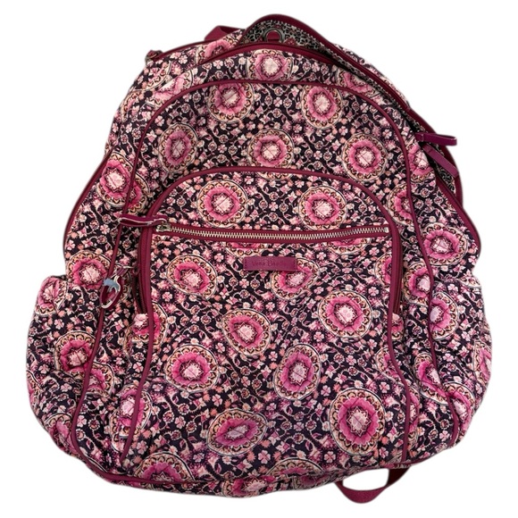 Vera Bradley Performance Twill Campus Backpack in Raspberry Medallion Large - Picture 1 of 8